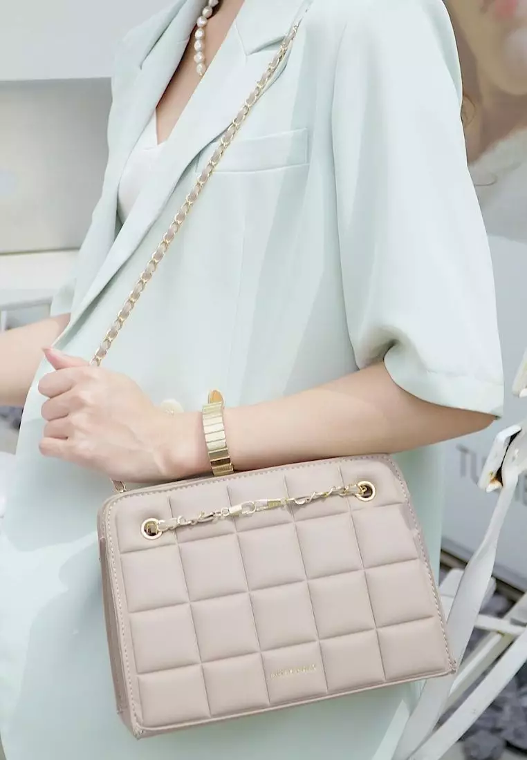 Women's Top Handle Bag / Sling Bag / Crossbody Bag - Beige