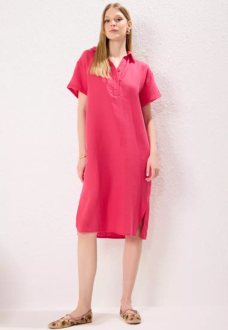 直筒穆斯林織物中長連身裙