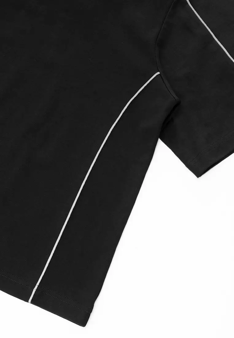 DRUM S. Classic Reflective Logo Oversized Boxy Tee- Black
