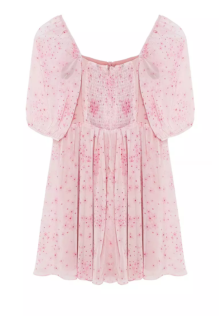 HYKE GATHERED BALLOON SLEEVE DRESS - メルカリ