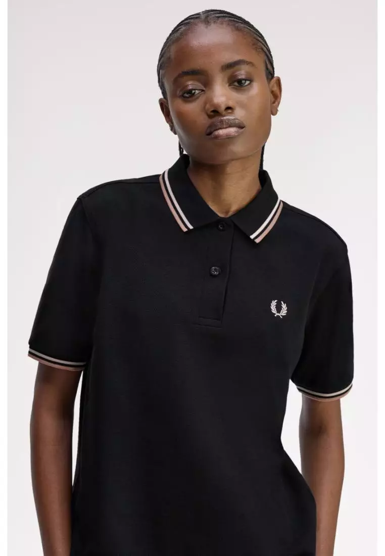 Fred Perry G3600 The Twin Tipped Fred Perry Shirt (Black / Silky Peach / Blossom)
