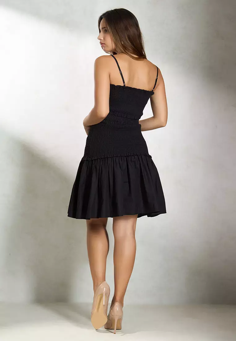 VIRGIO 100% Cotton Smocked Mini Bodycon Dress