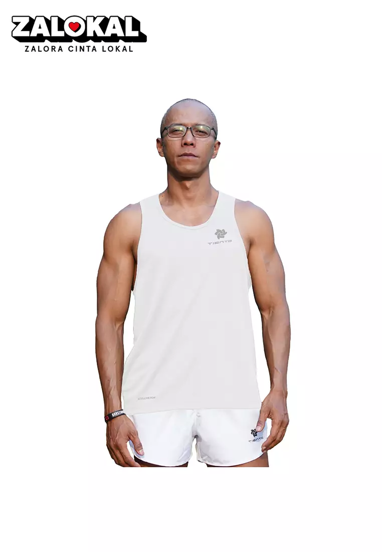 Tiento Singlet Running Baju Sleeve Less  Kaos Dry Fit Olahraga Lari Pria Xcel Series