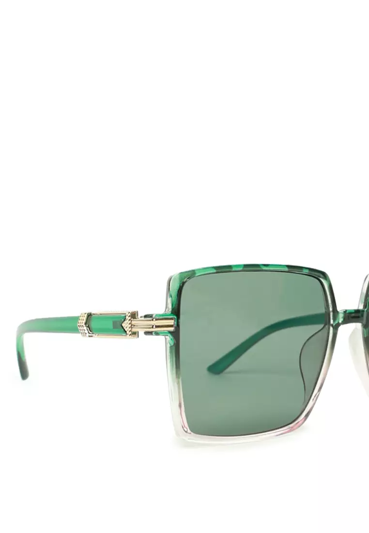 Kacamata Hitam Persegi Berwarna Retro Berkelas CoklatEs Hijau