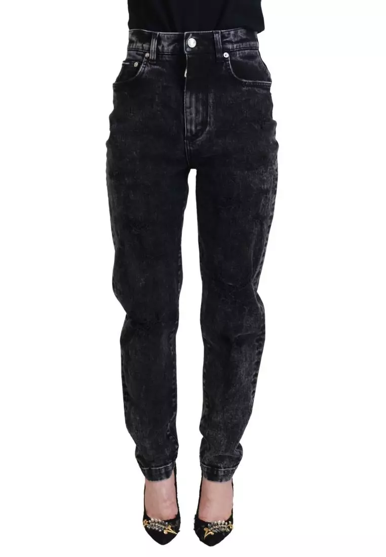 Dolce & Gabbana Black Cotton High Waist Skinny Denim Jeans
