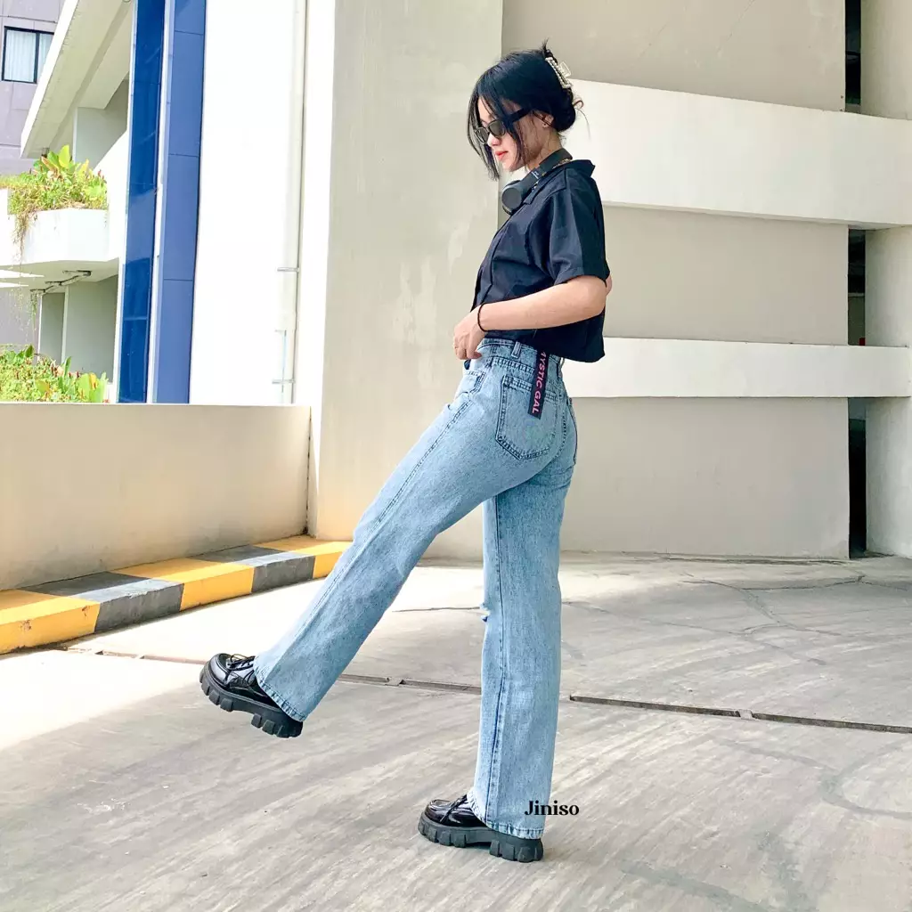 Highwaist Loose Ripped Jeans 844 MYSTIC GAL