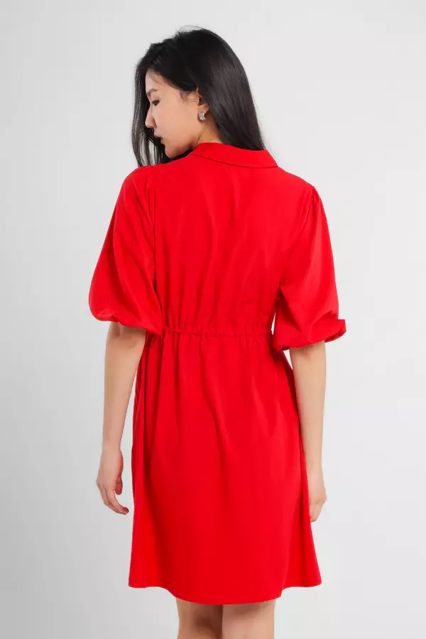 Minimal x Marsha Aruan - Eliza - Dress A-Line - Red Warna Red