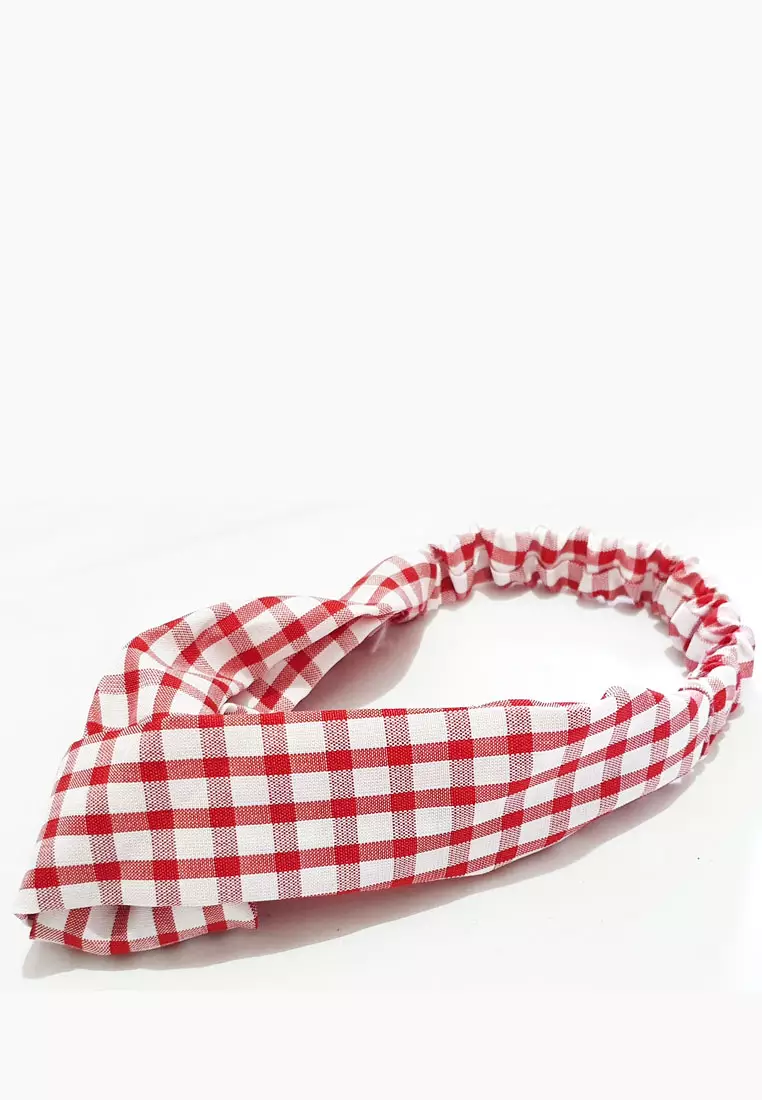 Twisted Headband Squares Red