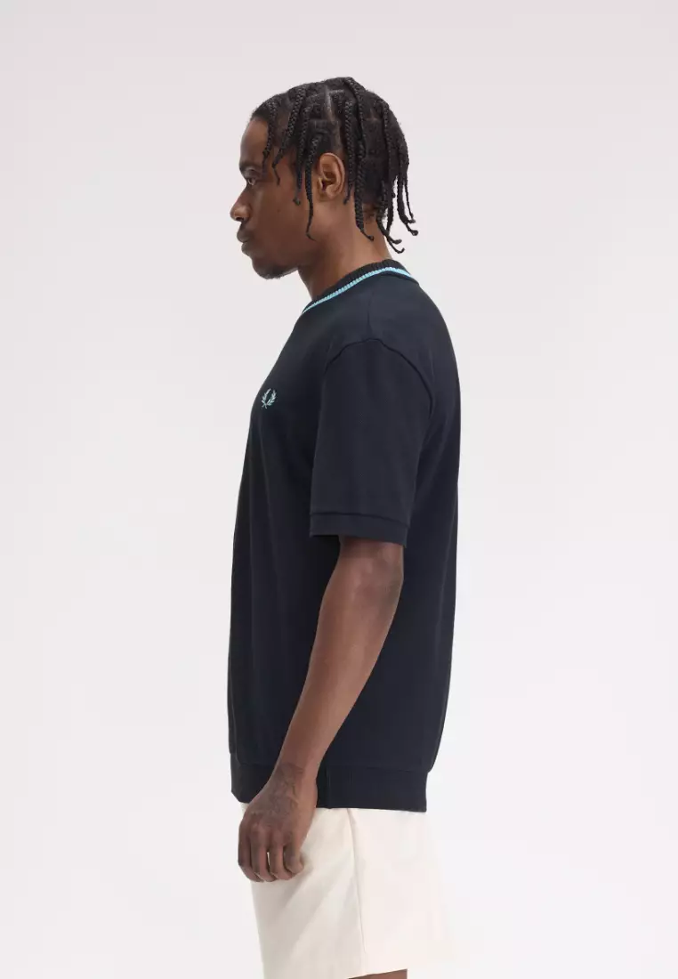◇FRED PERRY◇ M7 Crew Neck Pique Tee Navy AFPM2410007R87 Fred Perry M7 Crew Neck Pique T-Shirt | French Navy | M9802-143