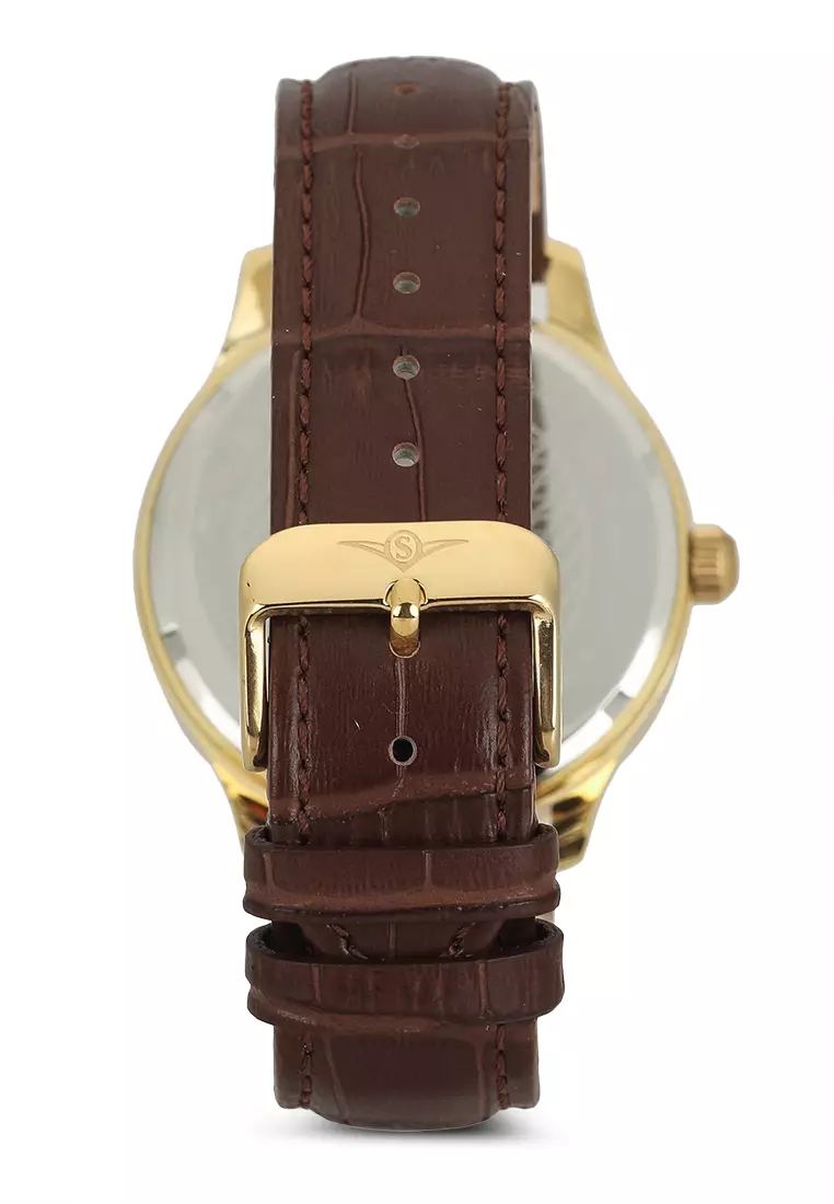 Titan 1580yl05j sales leather analog watch