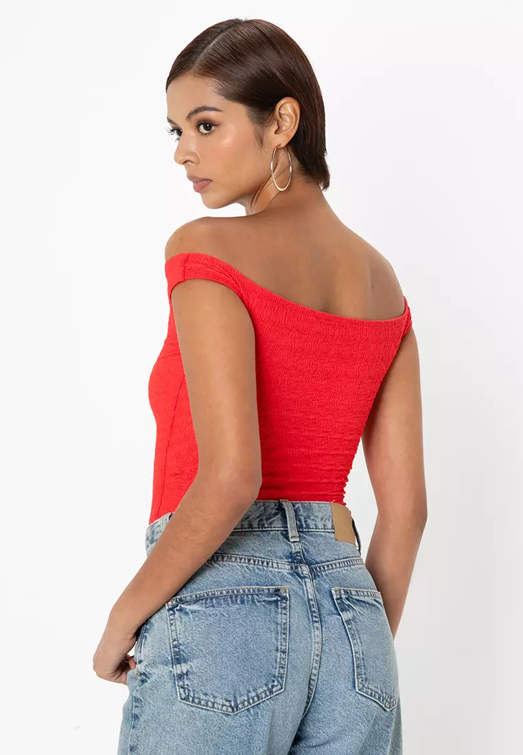 Bershka Textured Off Shoulder Bodysuit 2025 | Buy Bershka Online