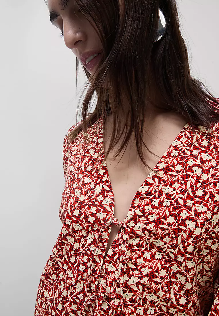 Pure Cotton Printed Tie Front Top