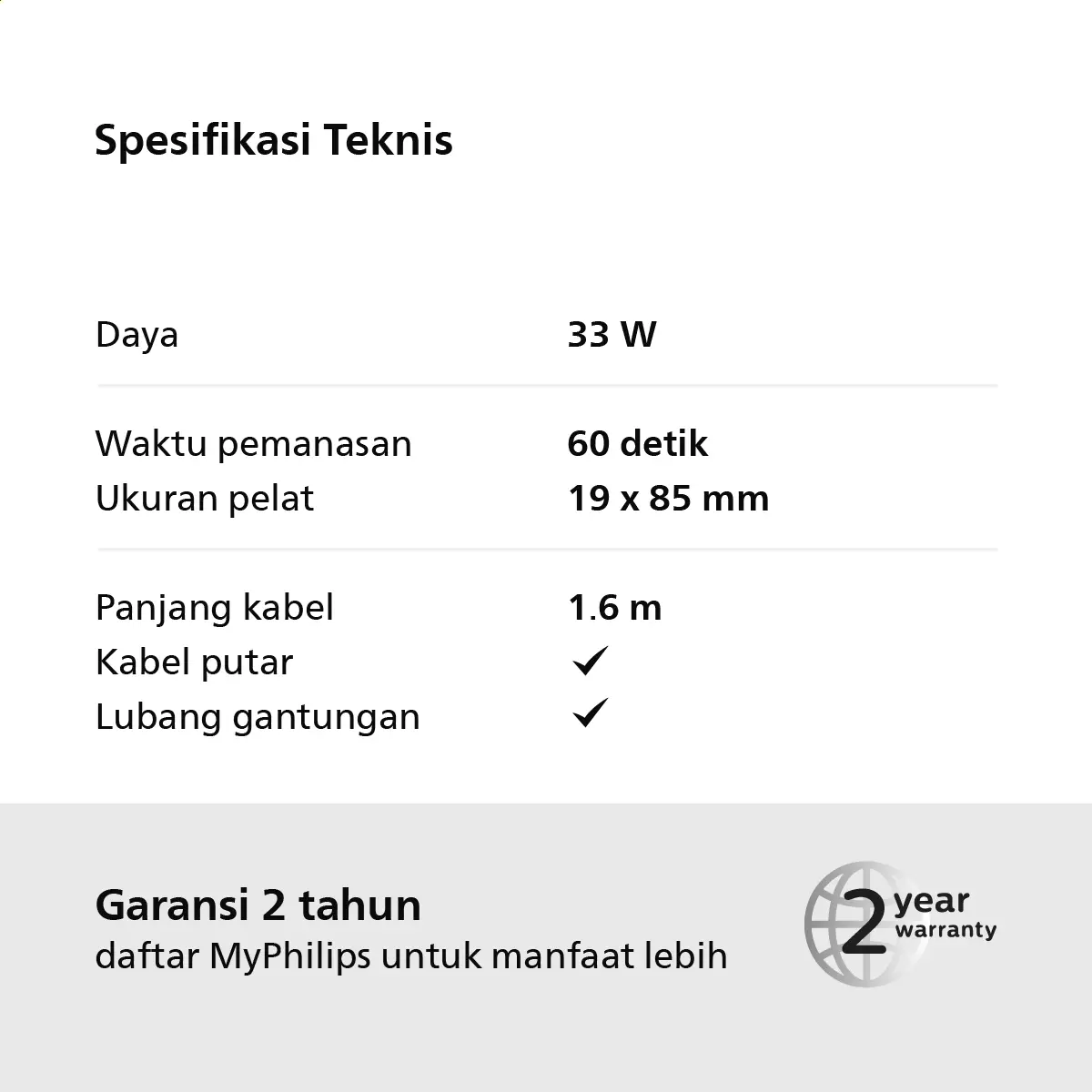 Philips Hair Straightener General HP8401/00 Catokan Pelurus Rambut