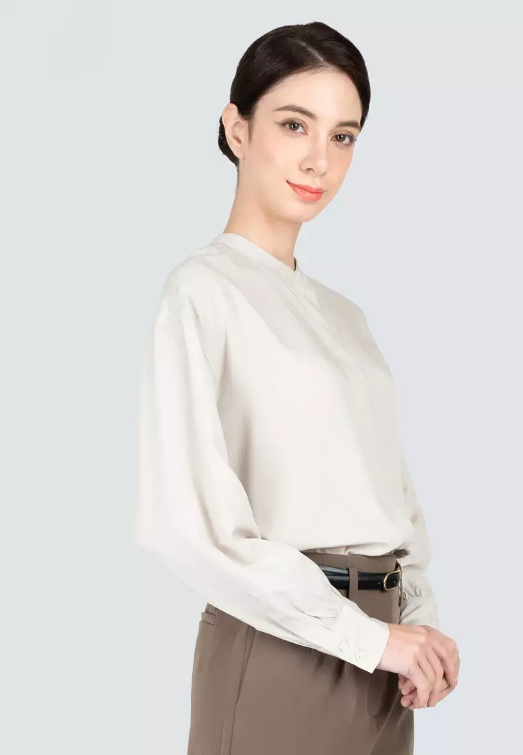 Polo Haus - Women’s Mandarin Collar Long Sleeve Shirt WBWLS004