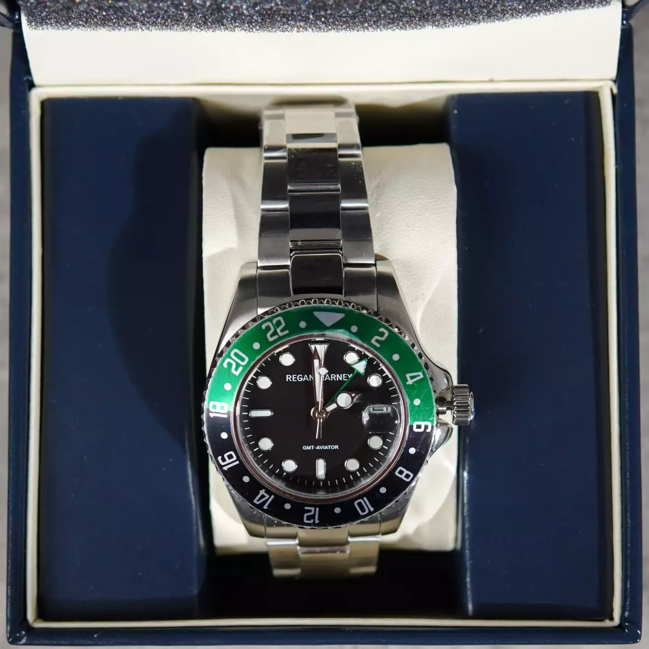 Jam Tangan REGAN HARNEY RH 009-02 GMT AVIATOR GREEN BLACK STAINLESS STEEL WATCH 100% ORIGINAL - OS