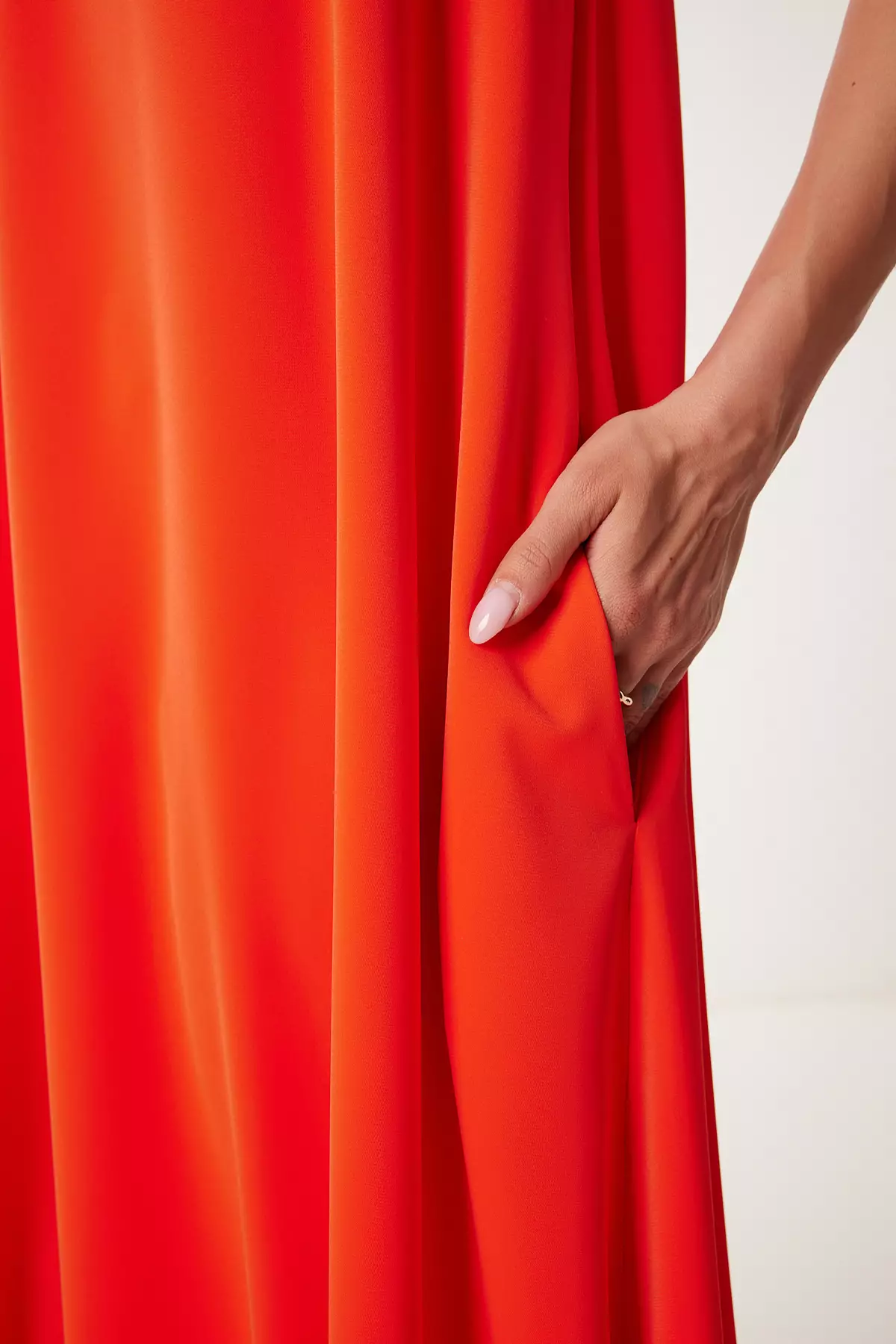 Women Orange Halter Neck Draped Long Stylish Dress Gk00014