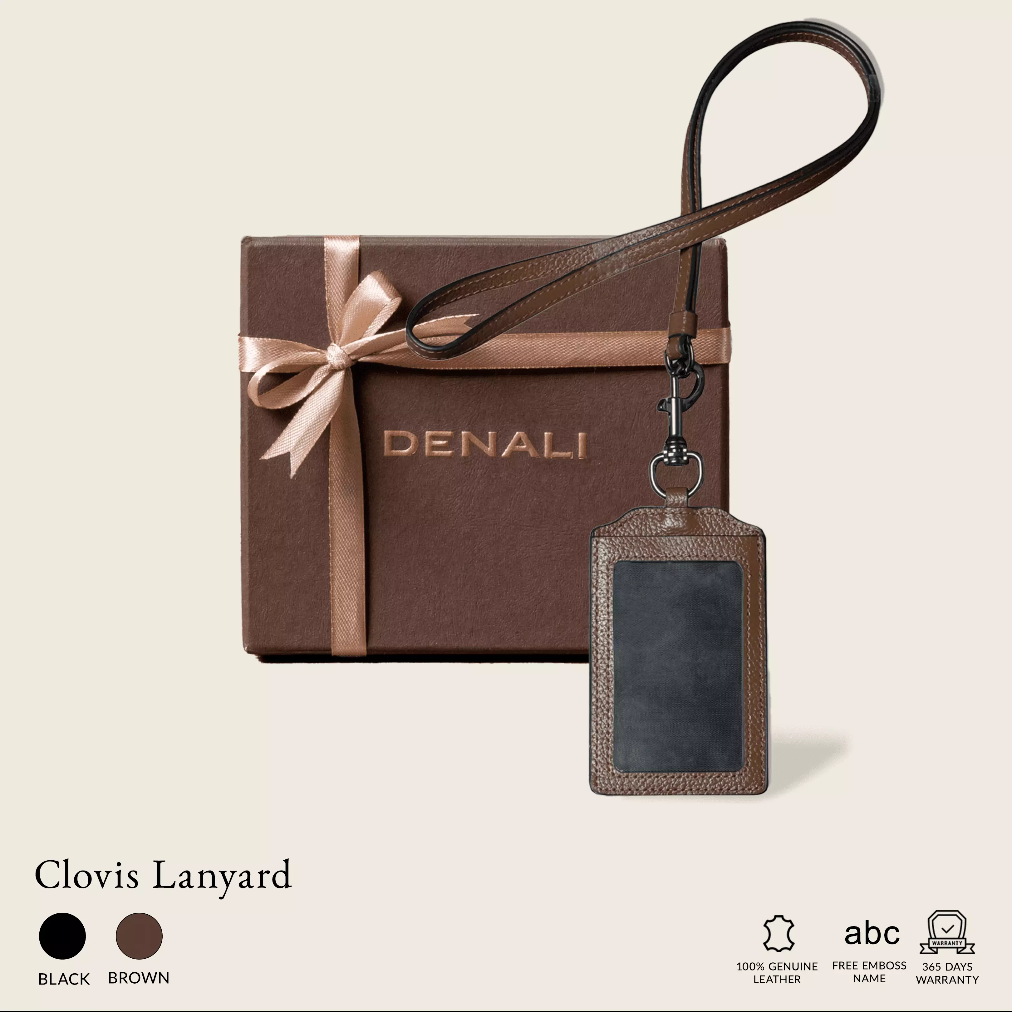 Clovis Brown Lanyard - ID Card Holder