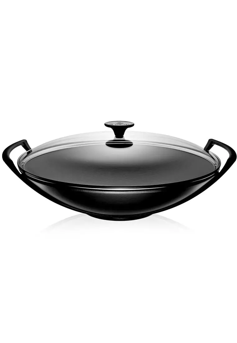 Buy Le Creuset Le Creuset Satin Black Cast Iron 36cm Wok With Glass Lid
