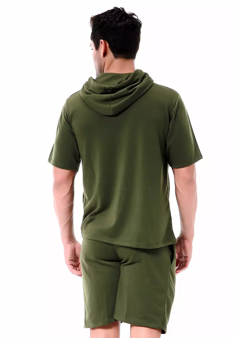 Vincent Setelan Hoodie Pria Sweatshirt Set Casual Motif Polos Material Baby Terry ORIGINAL - Army Green