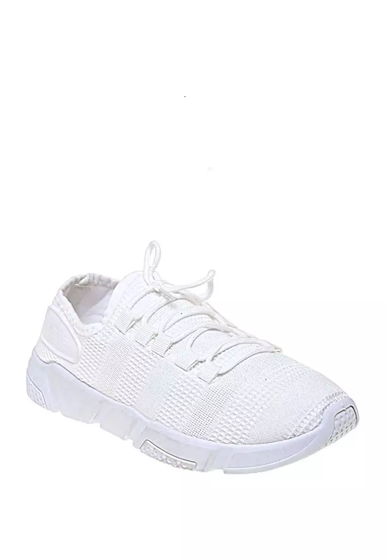 Chayton Sepatu Olahraga Pria Simple Plain Casual Material Flyknit Mesh ORIGINAL - White