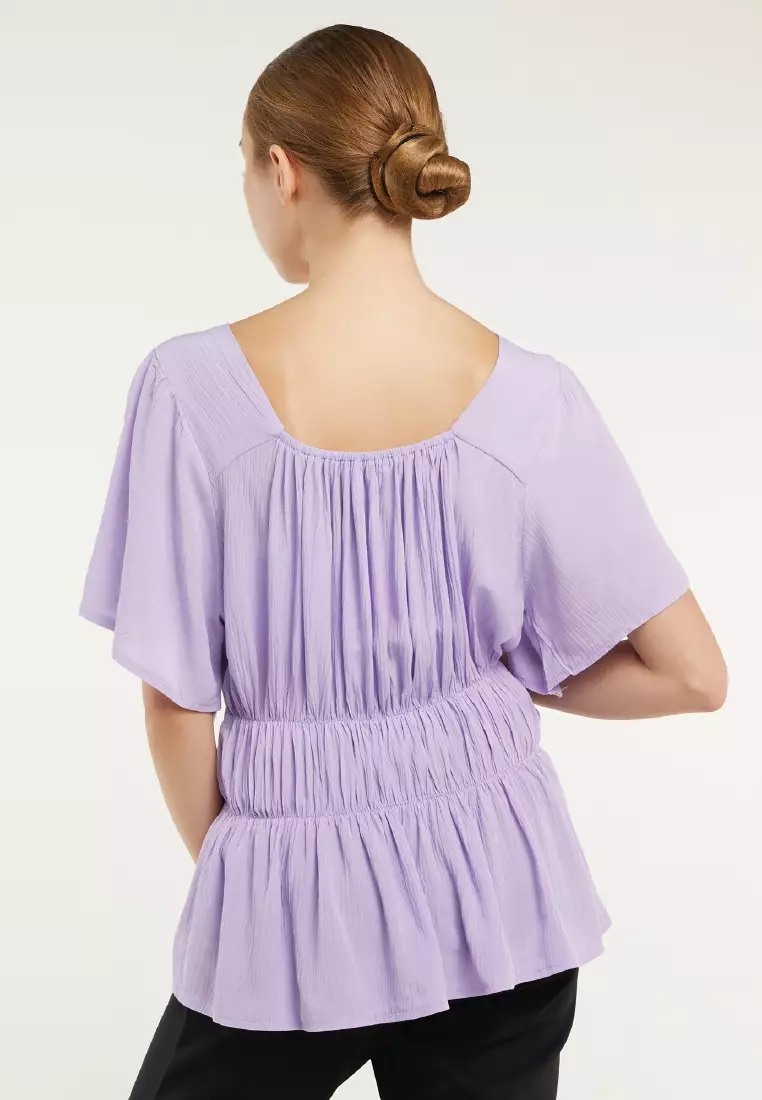 Mayonette Elois Top - Baju Atasan Wanita Terbaru Blouse Korean Style - Lilac