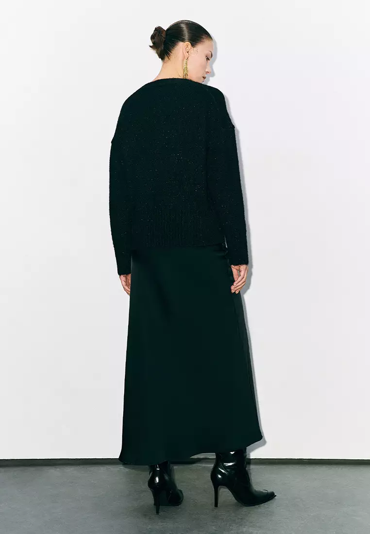 UR冬季新款女装慵懒风气质金属扣V领针织开衫UWG940308