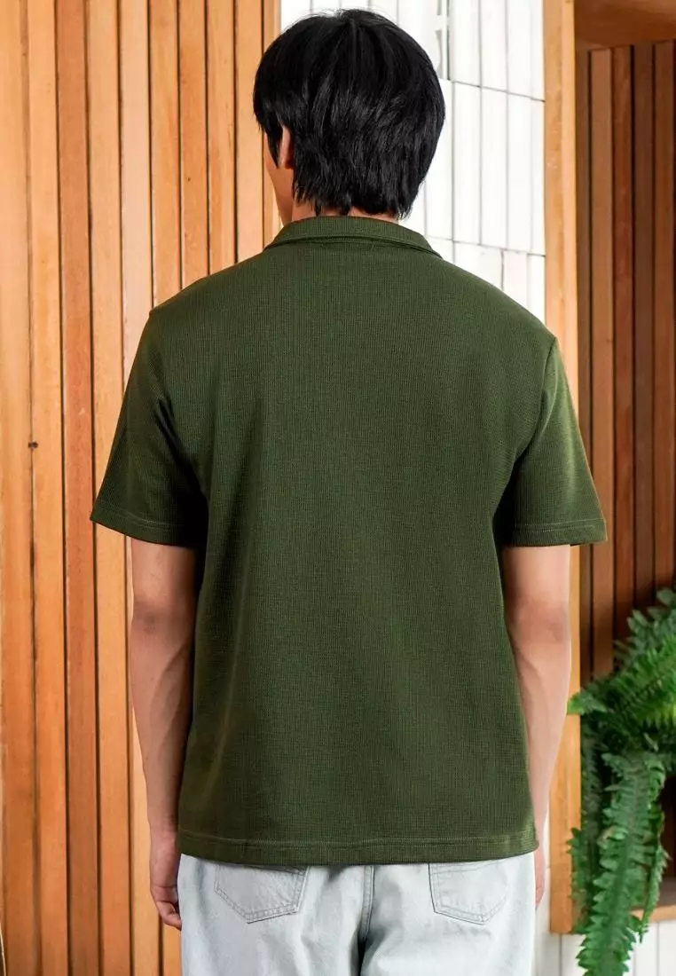 Matsuda Kemeja Pria Lengan pendek Waffle Kasual Sagae