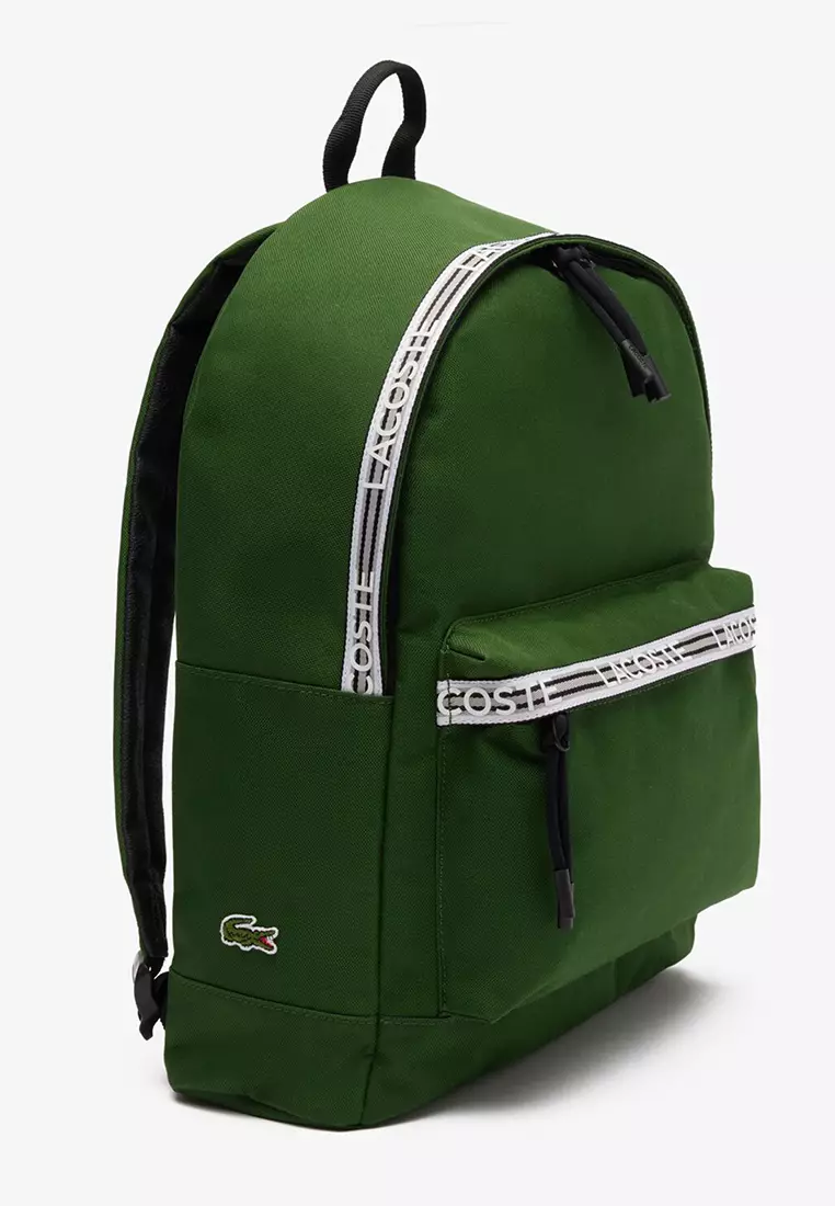 Lacoste Neocroc Backpack With Zipped Logo Straps in Green for Men