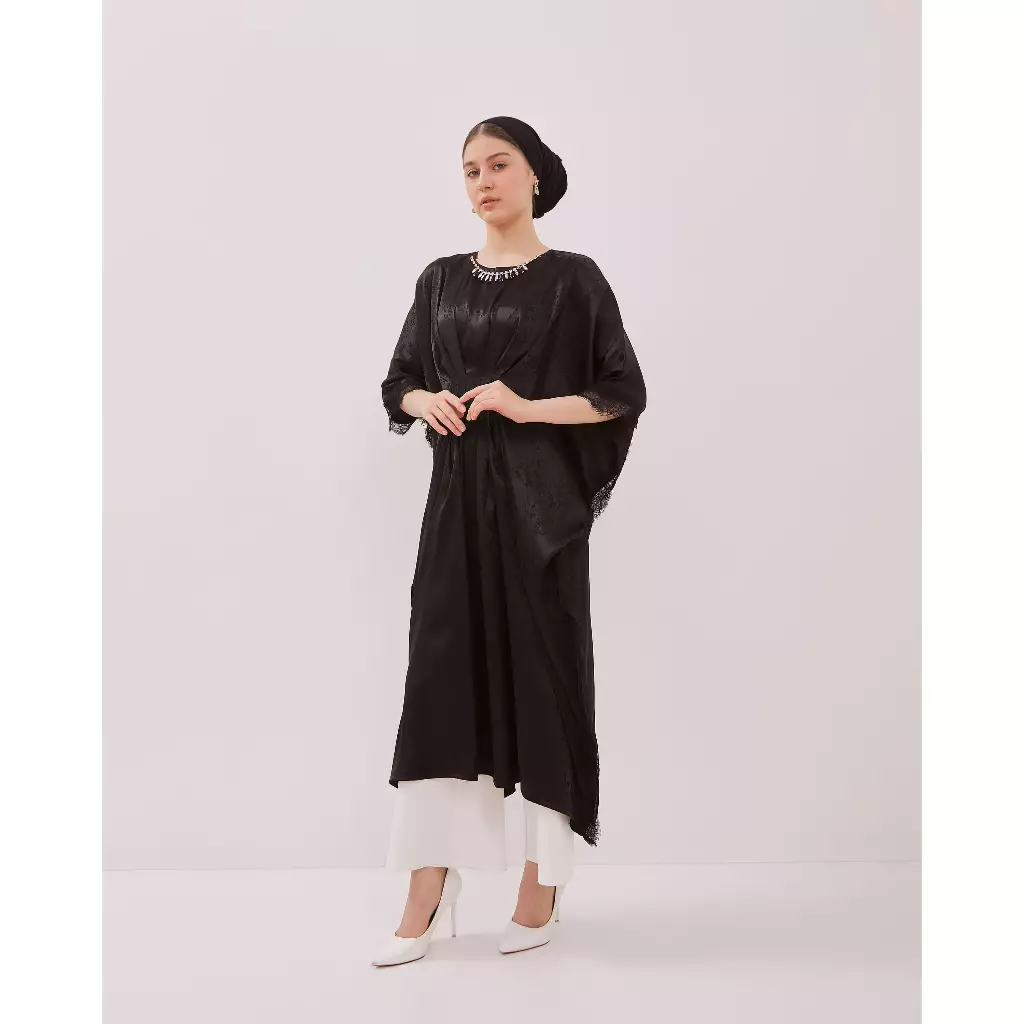 Urban Exchange Kaftan Nadine Black - Abaya Lebaran Wanita Long Dress Premium
