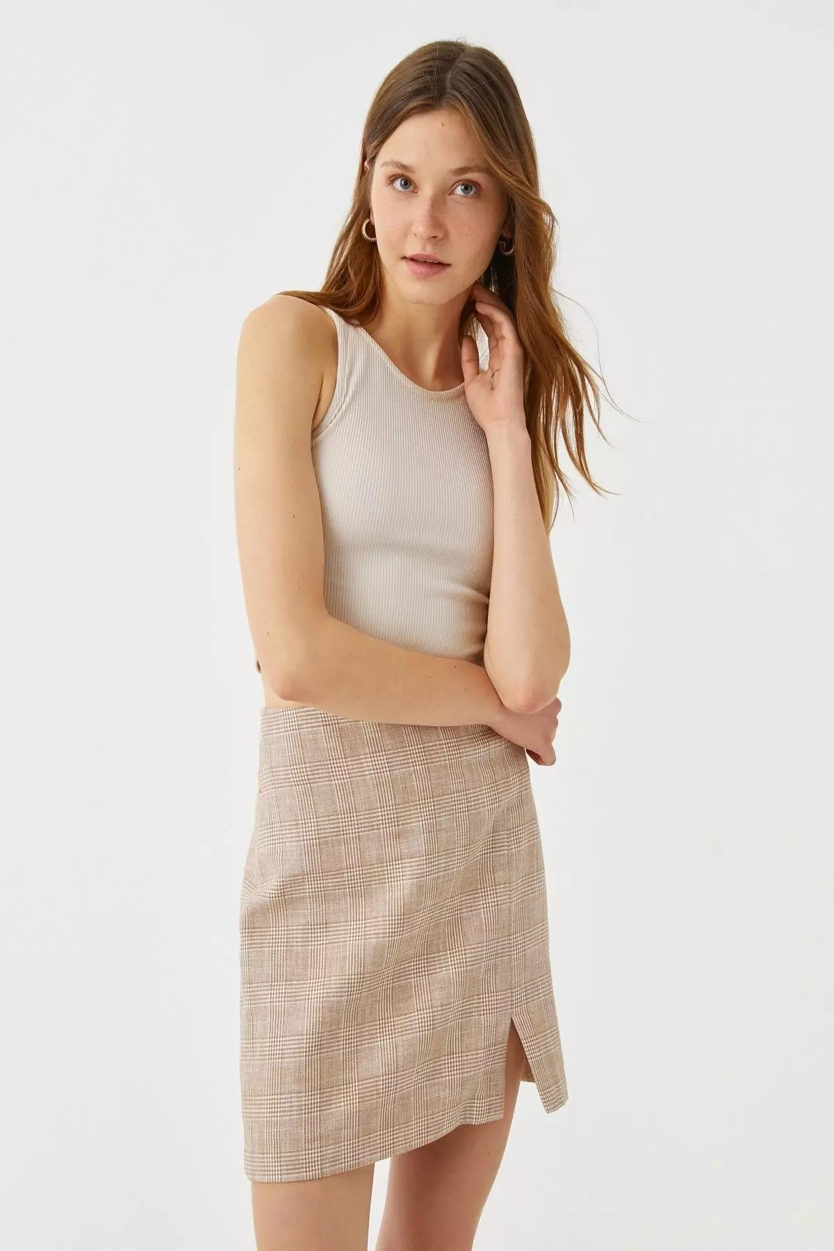 Plaid linen outlet mini skirt