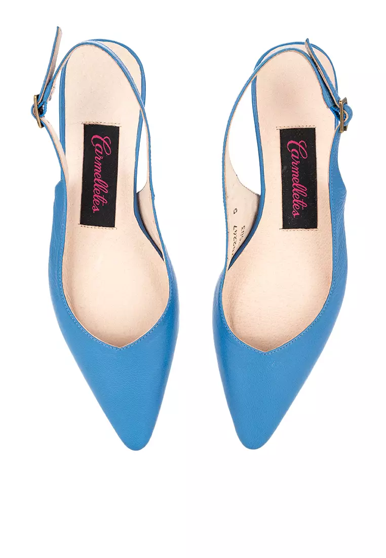 Pointed Toe Leather Slingbacks