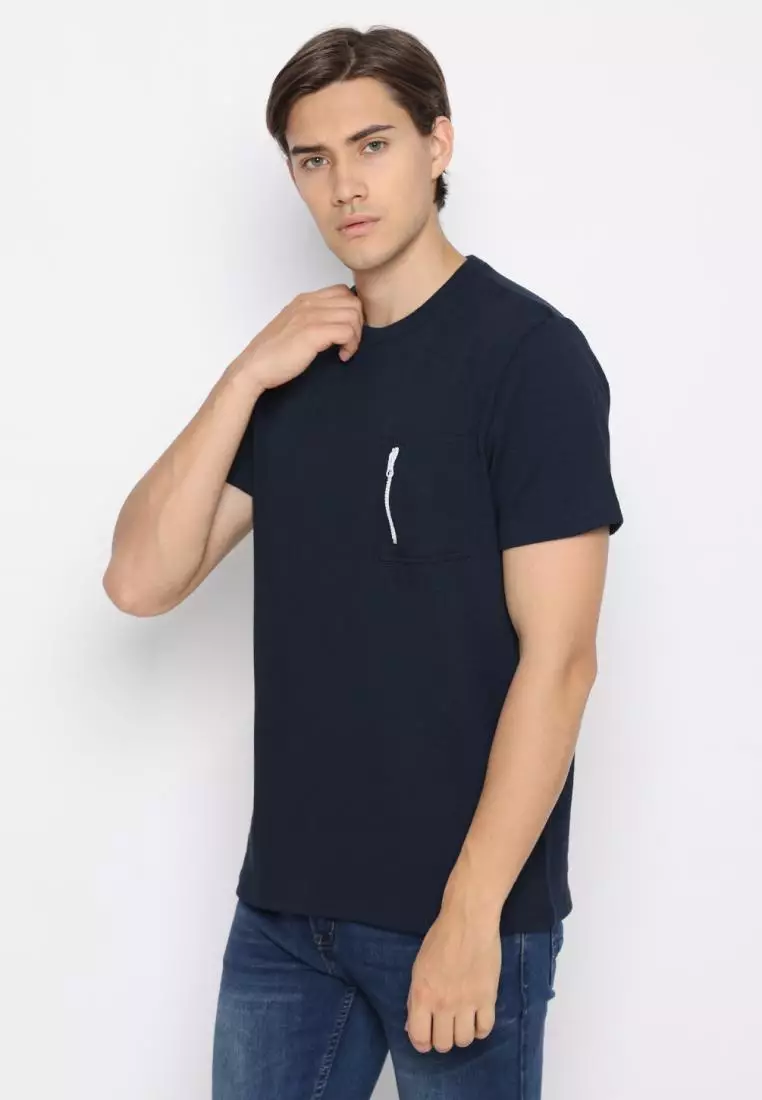 MATSUDA Kaos Polos 24S Texture Honeycomb T Shirt Saku Zipper Koka