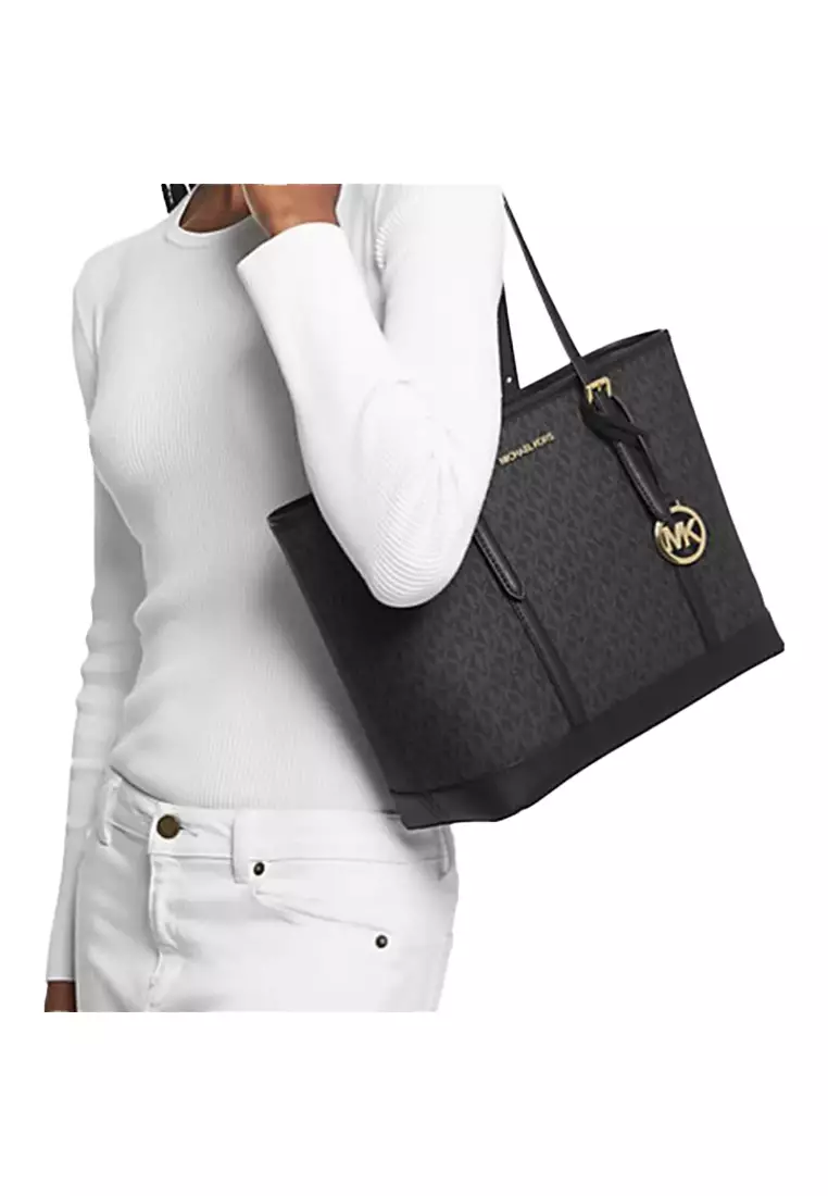 Jet Set Travel Small Logo Top-Zip Tote Bag In Black 35S0GTVT1V