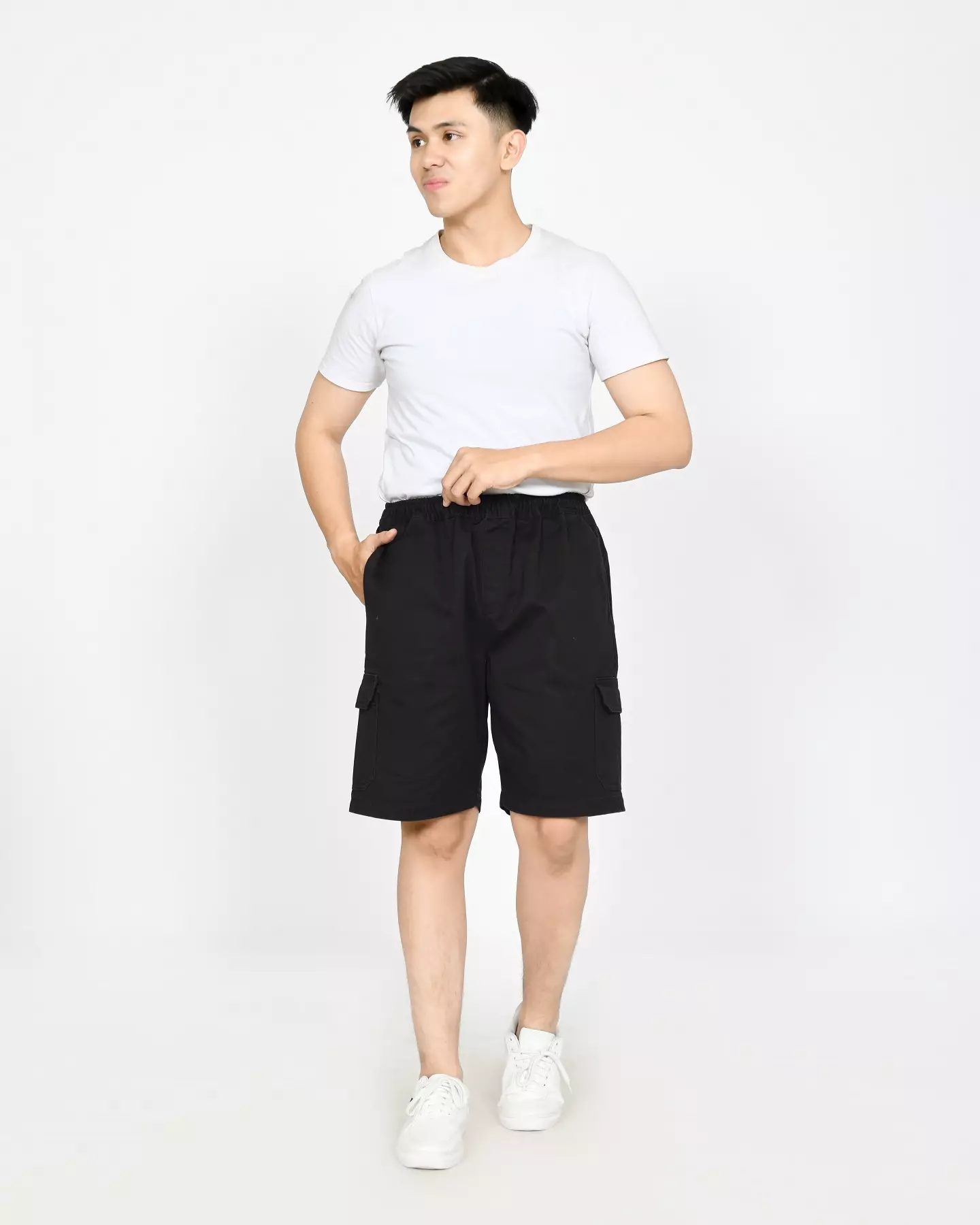 Celana Pendek Casual Cargo - Size 32-36 - HItam