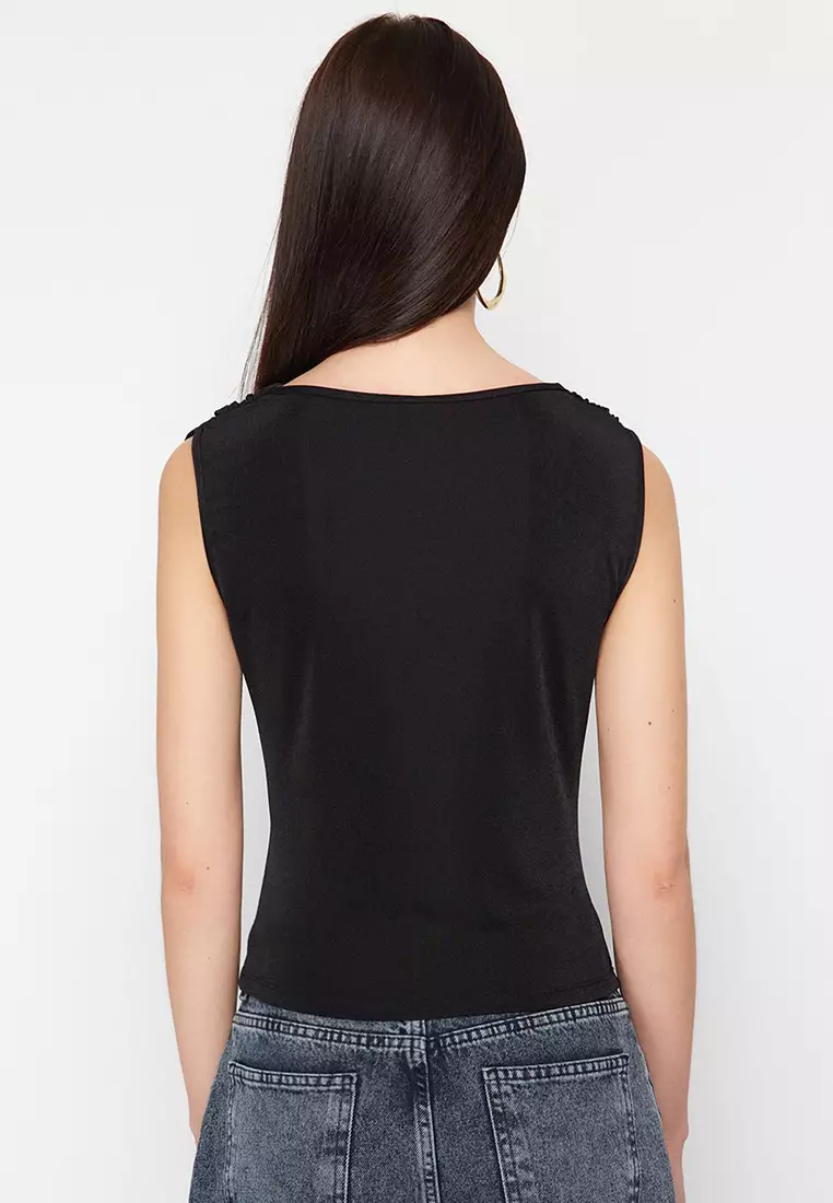 Buy Trendyol Draped Collar Blouse 2025 Online | ZALORA