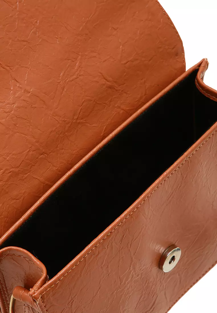 Vellya Slingbags Women Tali Rantai Motif Polos Design Casual - Mocca