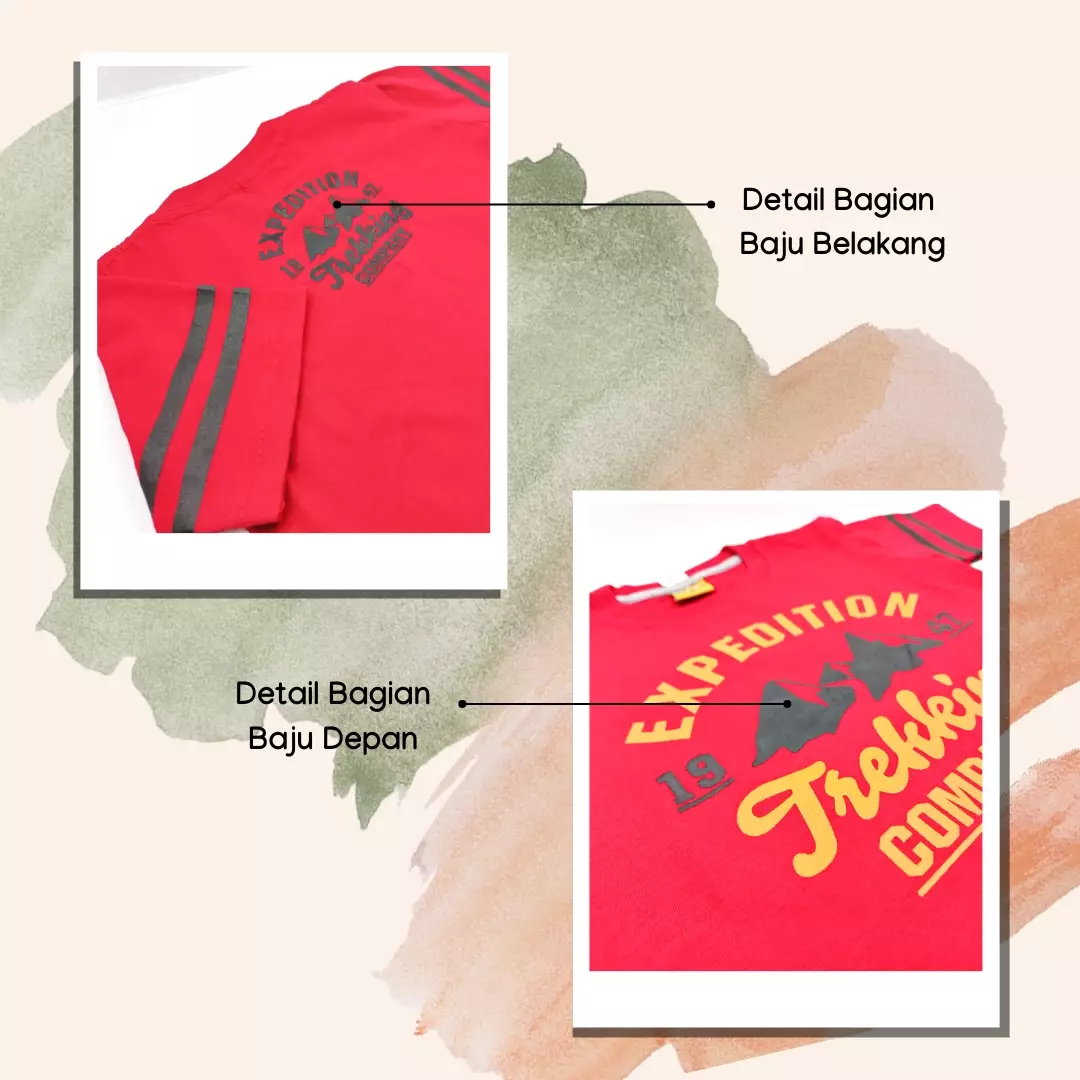 Wakakids Baju Anak Laki Laki Atasan Kaos Usia 3 Tahun Hingga 9 Tahun Motif Expedition Trekking 3879 Merah SKATS