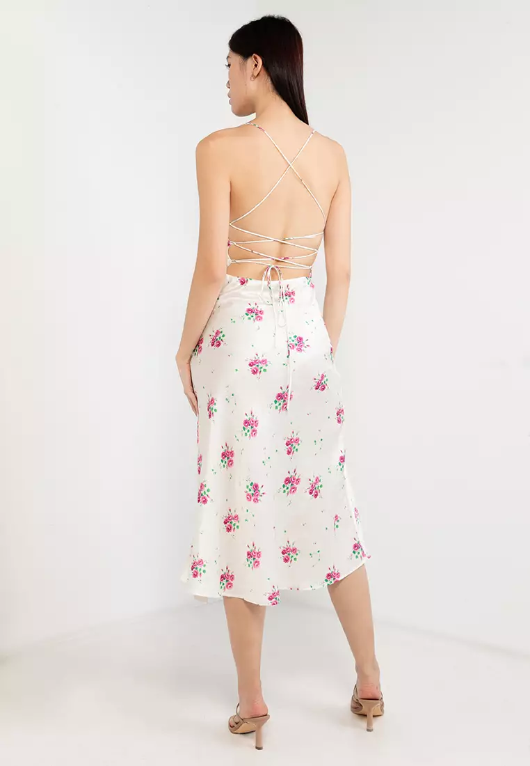 Sandy Floral Cross Back Bustier Dress