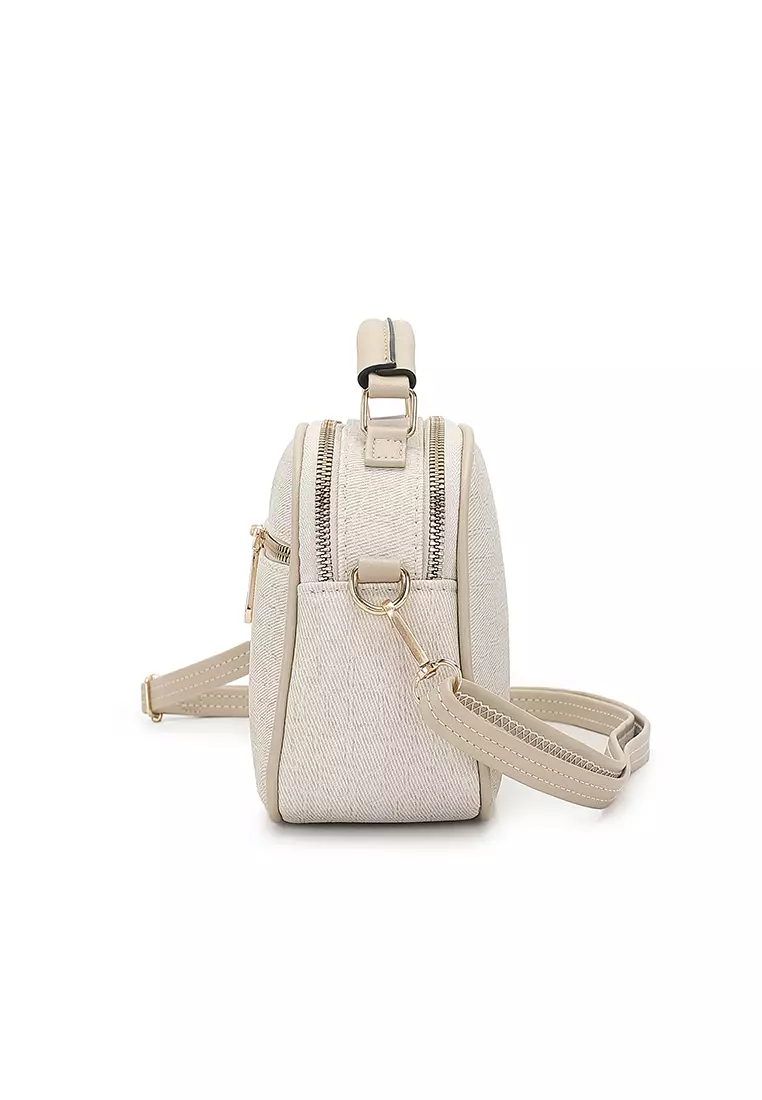 Women's Top Handle Bag / Sling Bag / Crossbody Bag / Shoulder Bag (Tas Tangan Wanita / Tas Selempang Wanita / Tas Bahu Wanita) - Krem