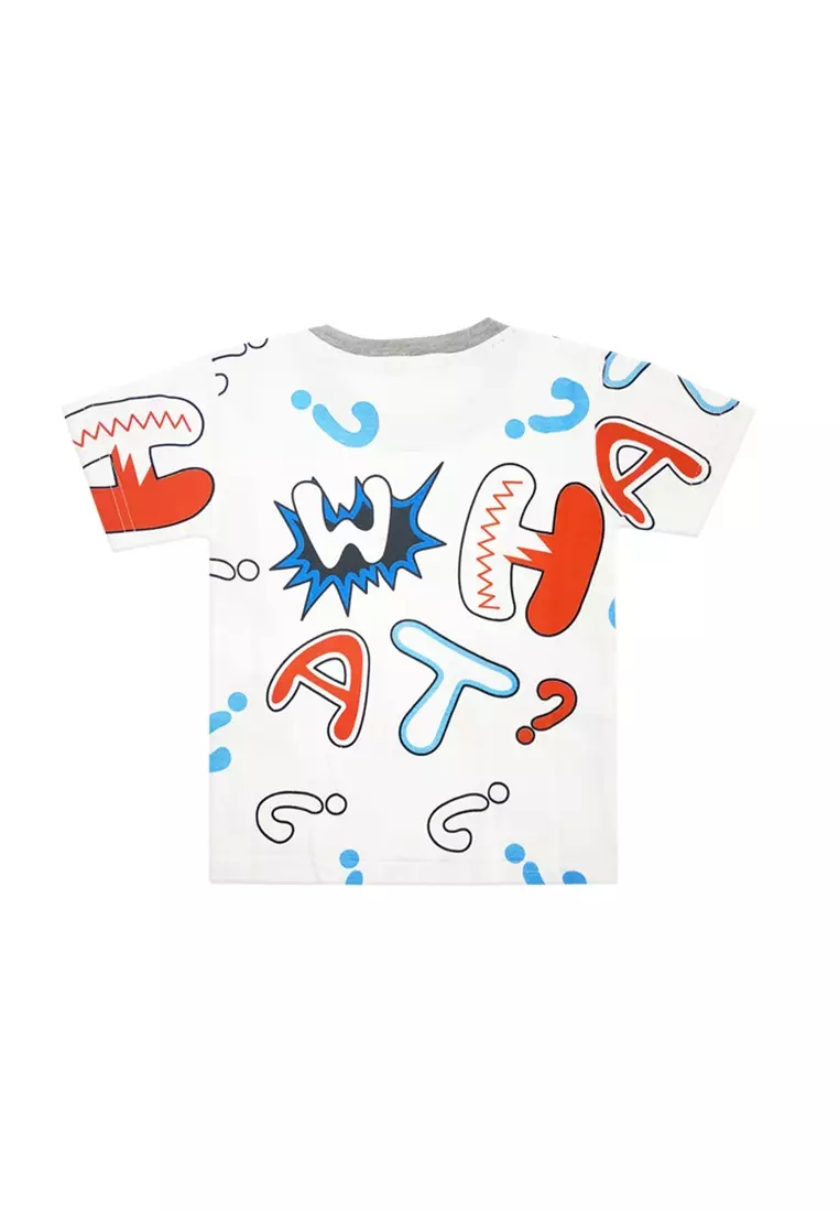 Wakakids Baju Atasan Lengan Pendek Bayi Anak Laki Laki dan Perempuan Unisex Full Print Motif What Usia 6 Bulan Hingga 12 Bulan 3594 Venwk