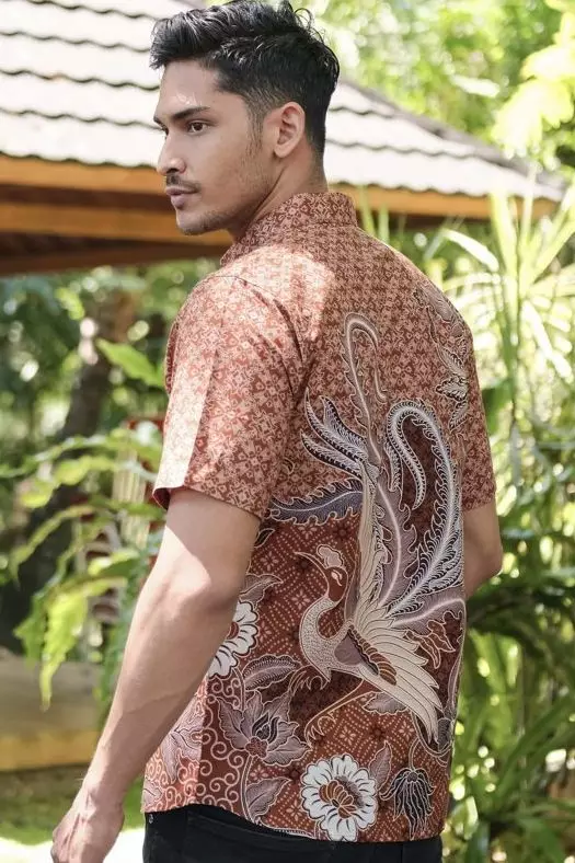 Laskala Brown Kemeja Pria  Pendek Slim Fit