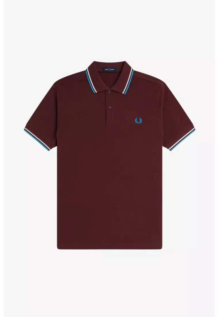Fred Perry M3600 Twin Tipped Fred Perry Shirt (Oxblood / Ecru / Court Blue)