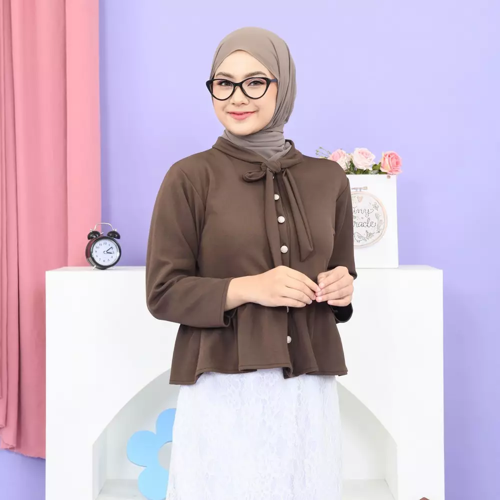 Queen Peplum Top - Mocca Tan M19787 R42S2