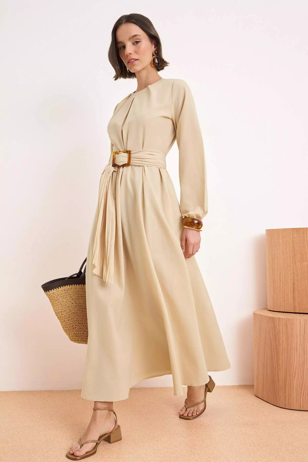 beige formal dress for wedding Blanche Dress – DeTHEIA main image 1