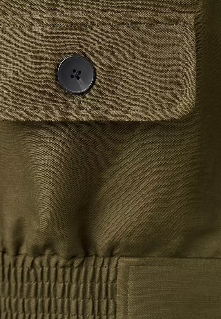 Buttons Linen-Blend Jacket