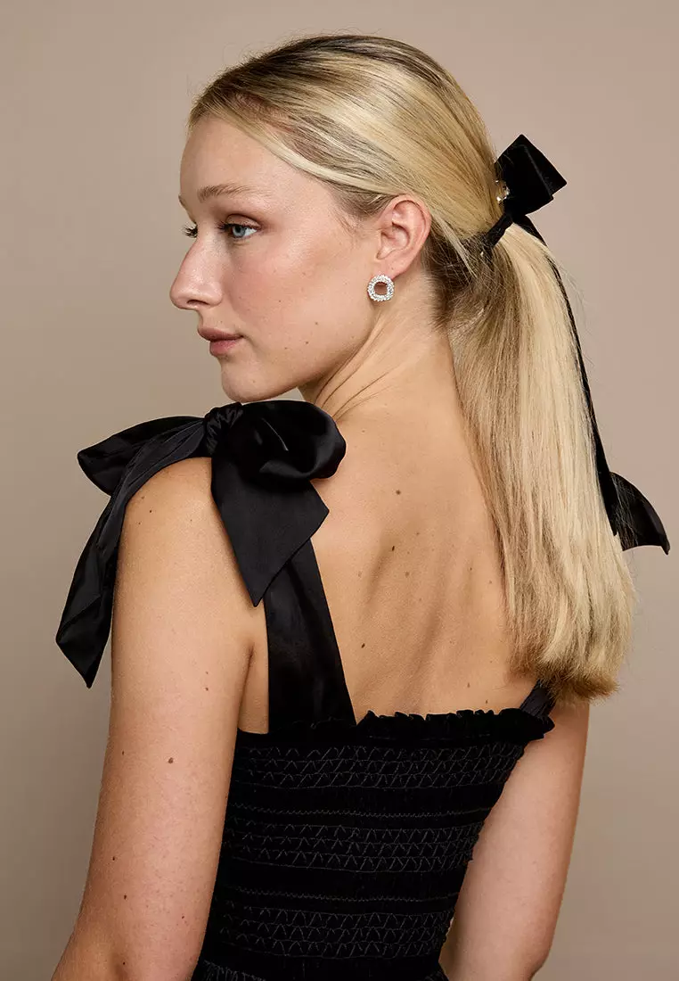 GWD Cece Black Velvet Midi Dress