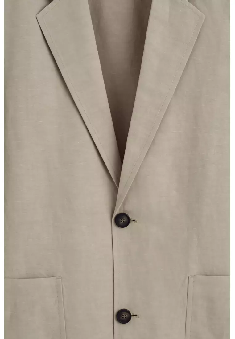 UNSTRUCTURED LINEN-BLEND BLAZER