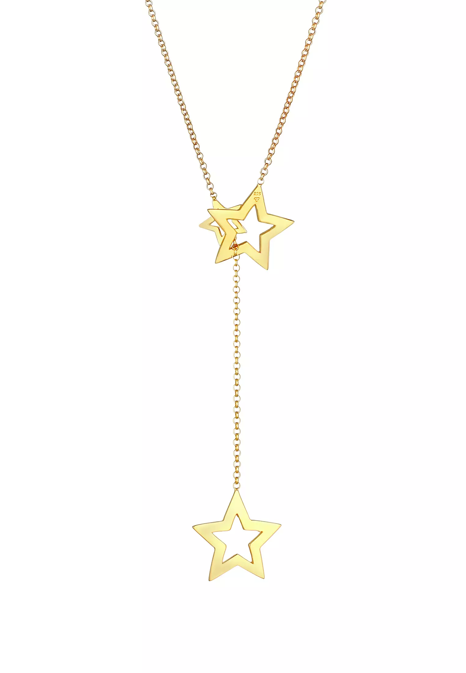 Necklace Y-necklace Star Pendant Astro Trend Gold Plated