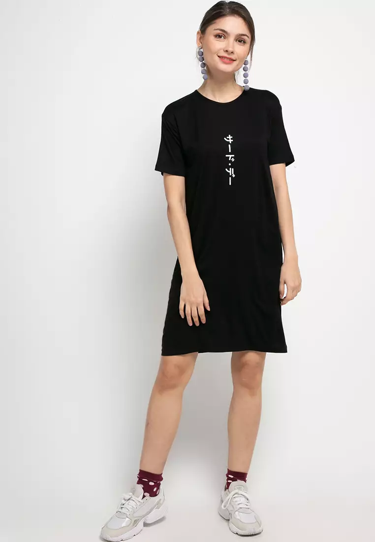 LTD23 Dress Kaos Casual thirdday LD katakana vertikal hitam
