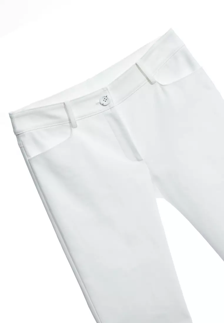 Slim Fit Smart Pants With Contrast Hem
